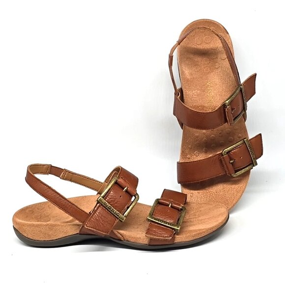 VIONIC Reese Slingback Sandal Tan Leather Women's Size 9.5 - Picture 1 of 12